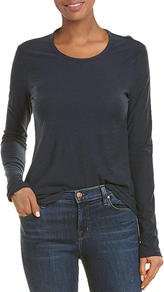 James Perse Women's Crew Neck Knit Tee, 1, Dark, 1