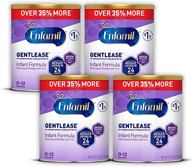 MeadJohnson Enfamil Gentlease Baby Milk Powder - Value Canned Powder, 27.7oz, 785g (Pack of 4)