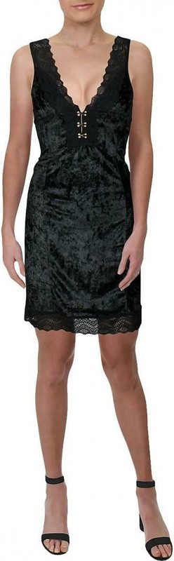 Free People Women's Wait for It Velvet Mini Dress, Size XS - Black